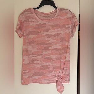 Lucky Brand Pink/Blush Camo Short Sleeve Side-Tie T-Shirt BohoChic Streetwear